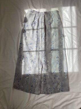 Worthington Light Blue Floral Satin Maxi Skirt